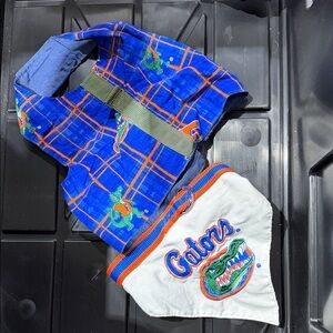 UF Bundle Florida Gators Dog Harness and Bandana Set - Blue and White